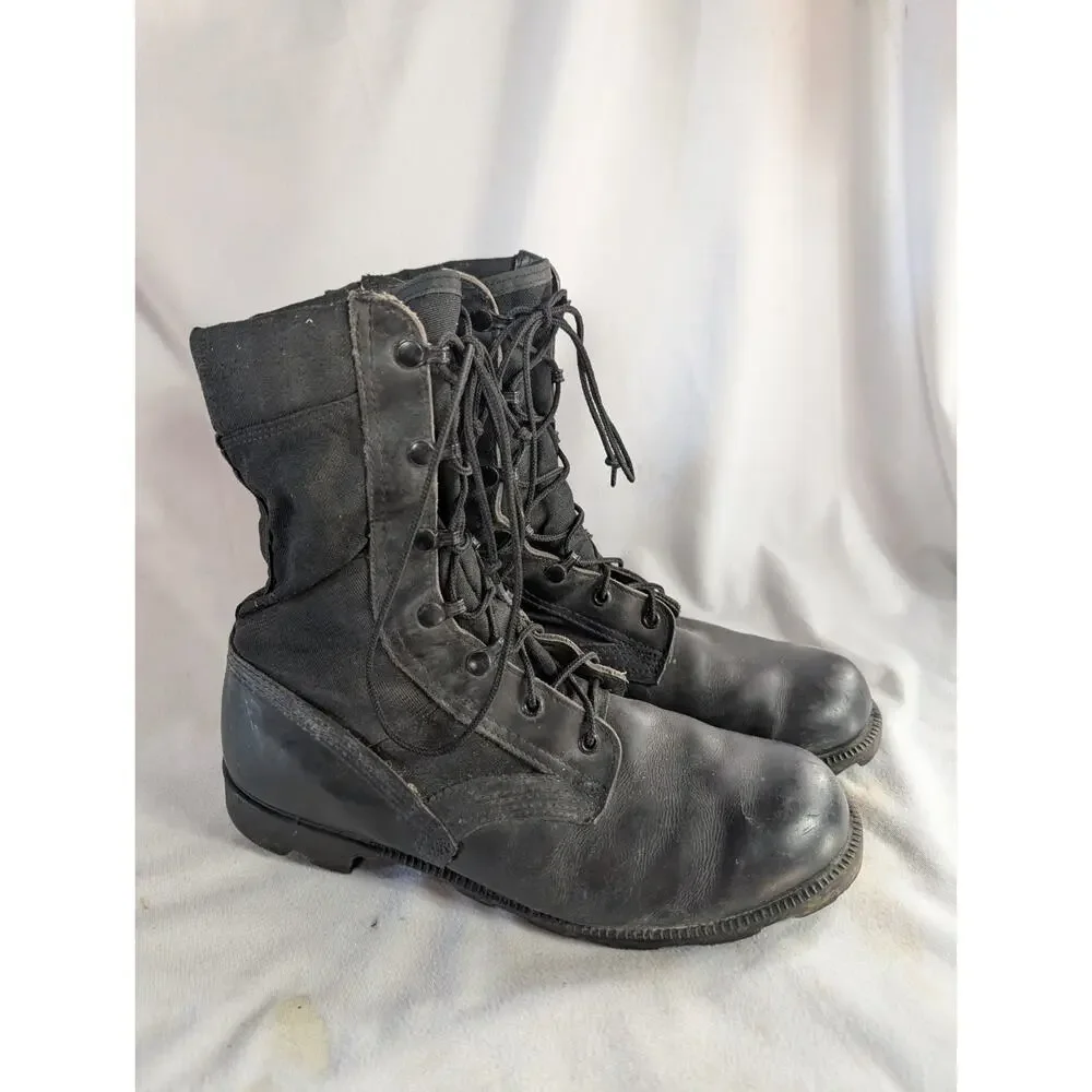 Ro-Search Combat Boots Mens 9.5 W Black Leather Military Tactical Lug Sole Shoes